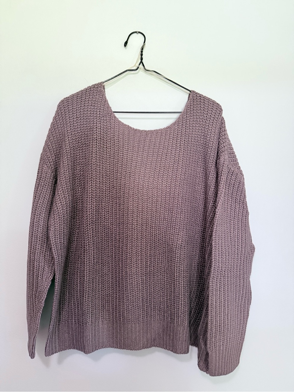 Full Circle Trends 1X Scoop-Neck Waffle Sweater - Mauve